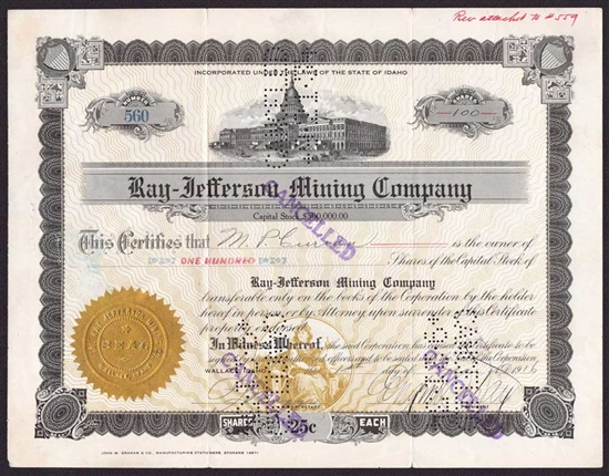 Ray-Jefferson Mining Company - Signed by Eugene R. Day