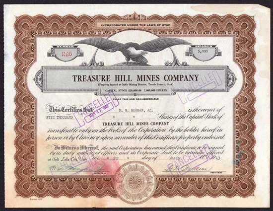 Treasure Hills Mines Company - 1943 - Utah