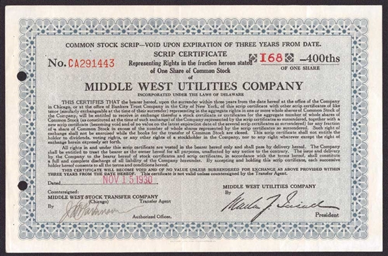 Middle West Utilities Company  - 1930