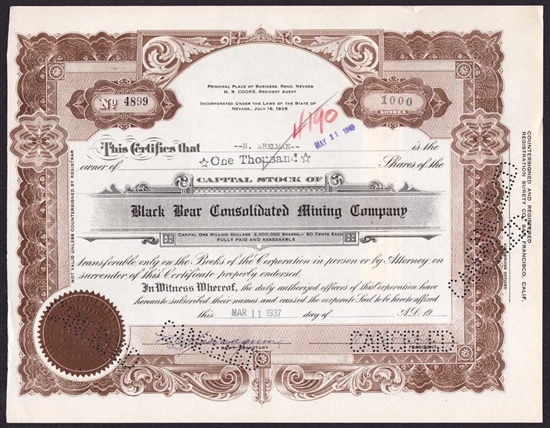 Black Bear Consolidated Mining Company - 1937