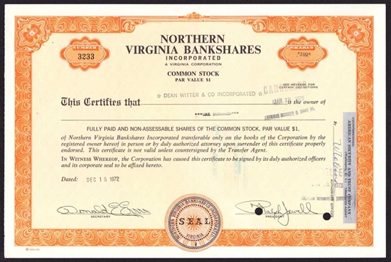 Northern Virginia Bankshares Inc. - 1972
