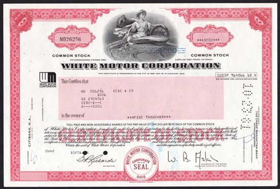 White Motor Corporation  Stock Certificate - 1981