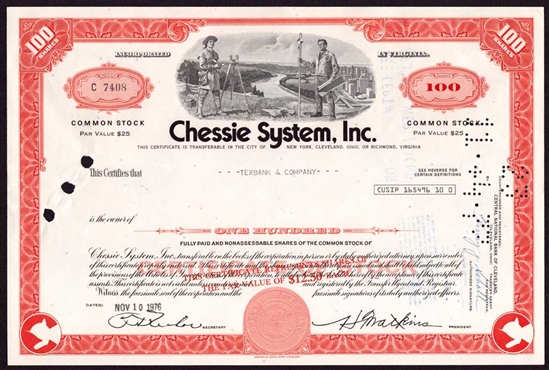 Chessie System, Inc. Stock Certificate