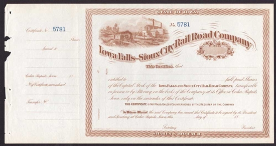 Iowa Falls & Sioux City Rail Road Company - 1800s