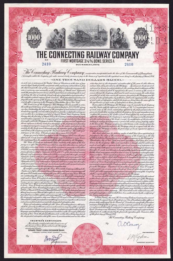 The Connecting Railway Company $1000  Bond - 1951