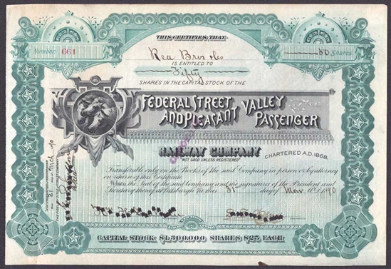 Federated Street and Pleasant Valley Passenger Railway Company - 1890