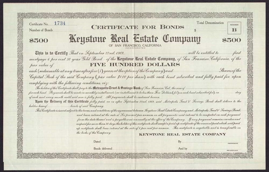 Keystone Real Estate Company - 1909 - San Francisco