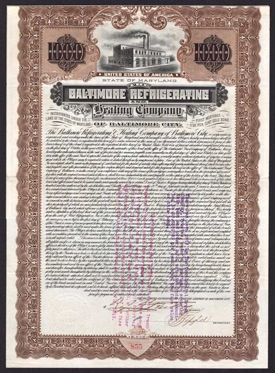 The Baltimore Refrigerating & Heating Company Gold Bond - 1902