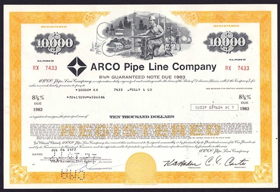 ARCO Pipe Line Company $10,000 Bond - 1977