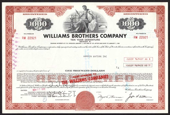 Williams Brothers Company $1,000 Bond