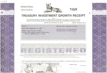 Treasury Investment Growth Receipt  Specimen Stock Certificate