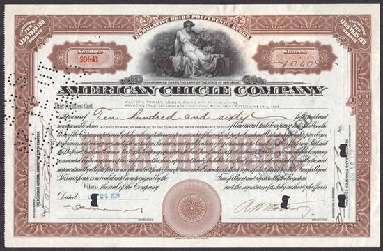 American Chicle Company Stock Certificate