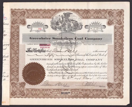 Greenbrier Smokeless Coal Company - 1922