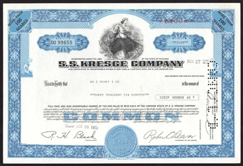 S.S. Kresge Company Stock Certificate