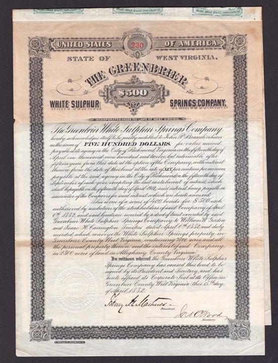 The Greenbrier White Sulphur Springs Company  - 1882