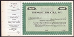 Tremont Theatre, Inc. Stock Certificate