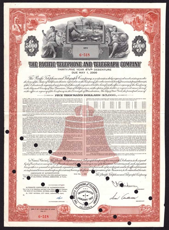 The Pacific Telephone and Telegraph Company $5000 Bond