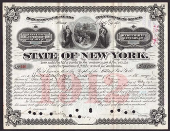 1911 State of New York Canal Improvement Bond