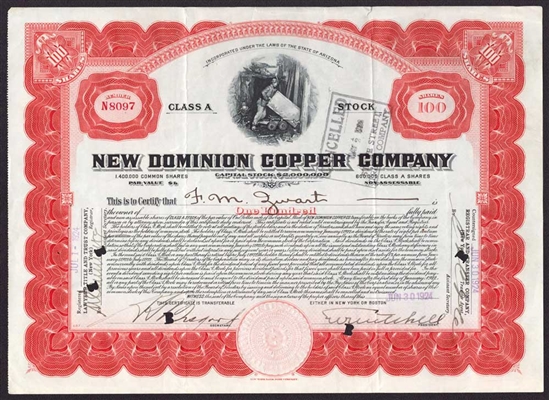 New Dominion Copper Company Stock Certificate