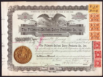 The Fillmore - Belfast Dairy Products Co., Inc. Stock Certificate