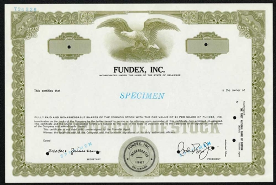 Fundex, Inc. Specimen Stock Certificate