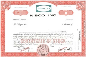 NIBCO Inc. Specimen Stock Certificate - Red