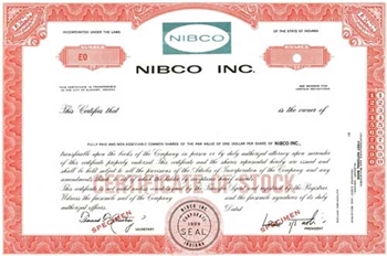 NIBCO Inc. Specimen Stock Certificate - Red