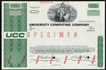 University Computing Company Specimen Stock Certificate