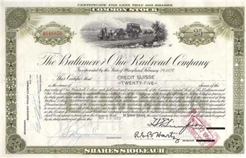 The Baltimore and Ohio (B&O) Railroad Company Stock Certificate