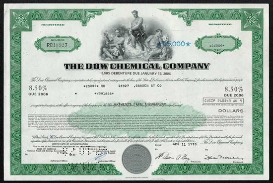 The Dow Chemical Company Bond Certificate