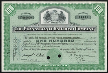 The Pennsylvania Railroad Co Stock Certificate - Merrill Lynch