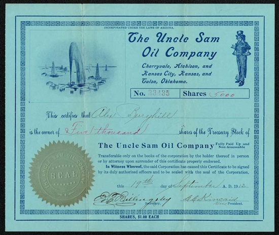 The Uncle Sam Oil Company Stock Certificate