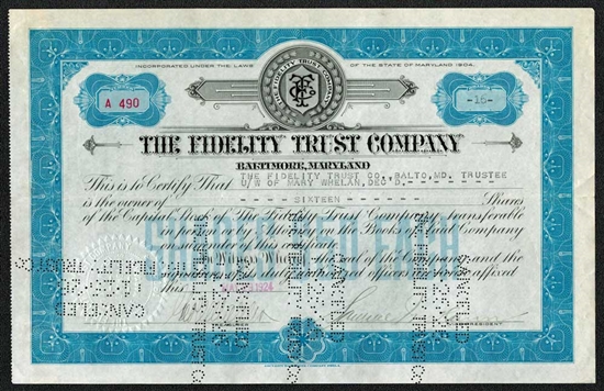 The Fidelity Trust Company Stock Certificate