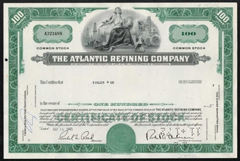 The Atlantic Refining Company Stock Certificate - Green