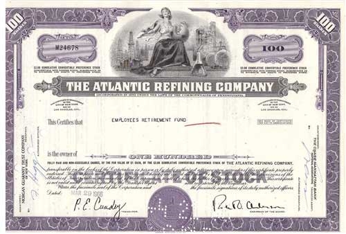The Atlantic Refining Company Stock Certificate - Purple