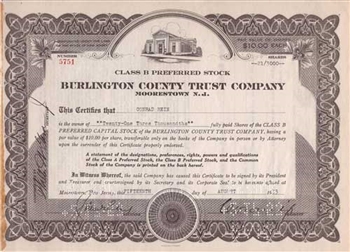Burlington County Trust Company - Preferred Stock