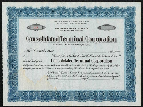 Consolidated Terminal Corporation Preferred Stock