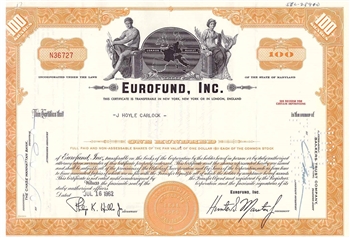 Eurofund, Inc. Stock Certificate