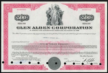 Glen Alden Corporation $500 Bond