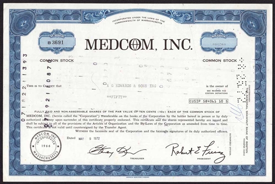 Medcom, Inc. Stock Certificate