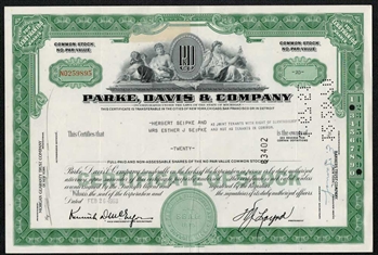 Parke, Davis & Co. Stock Certificate