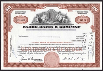 Parke, Davis & Co. Stock Certificate