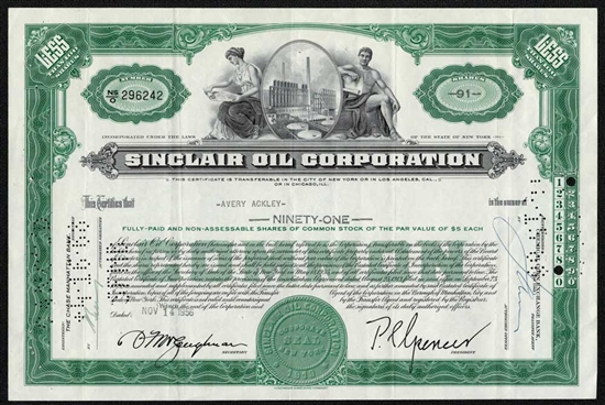 Sinclair Oil Corporation Stock Certificate