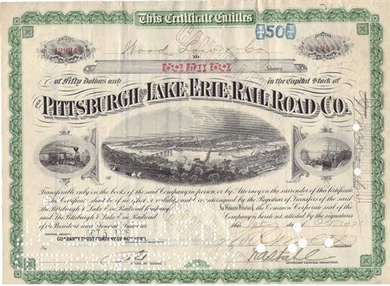 Pittsburgh and Lake Erie Railroad Co Stock - 1920s