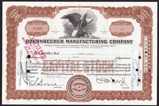 Doernbecher Manufacturing Company Stock