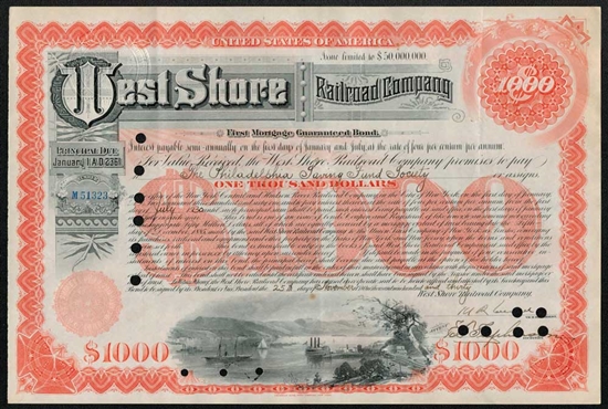 West Shore Railroad Company Bond Certificate