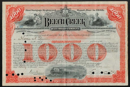 Beech Creek Railroad Company Bond