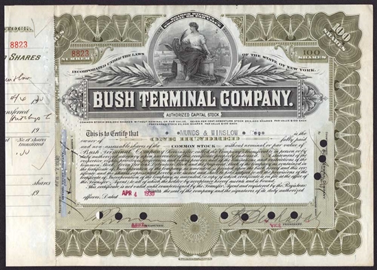 Bush Terminal Company Stock Certificate - 1930