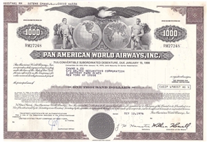 Pan American World Airways, Inc. Stock Certificate - Brown