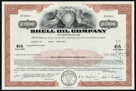 Shell Oil Company Bond - $10,000